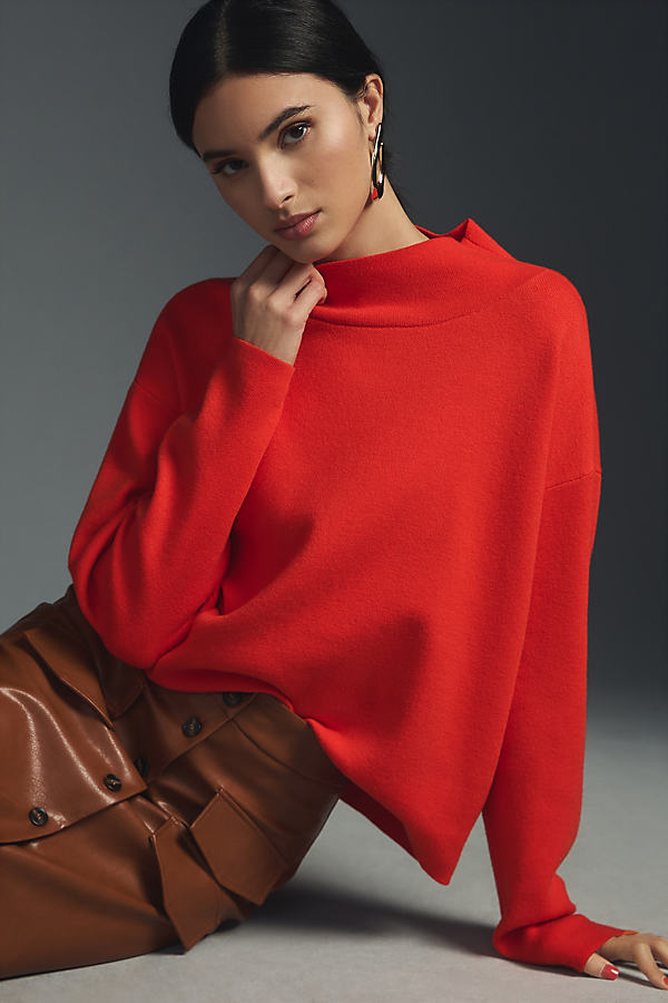 Maeve Carys Mock-neck Sweater In Red