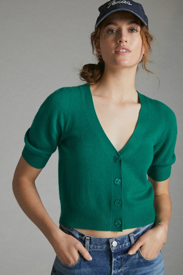 Maeve Beth Puff-Sleeved Cashmere Cardigan #1