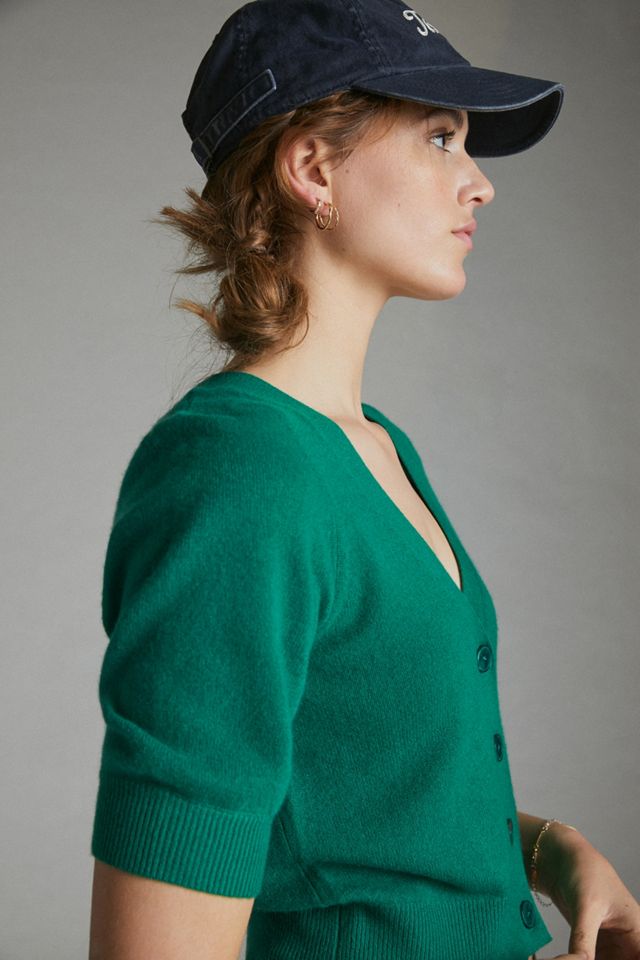 Maeve Beth Puff-Sleeved Cashmere Cardigan #2