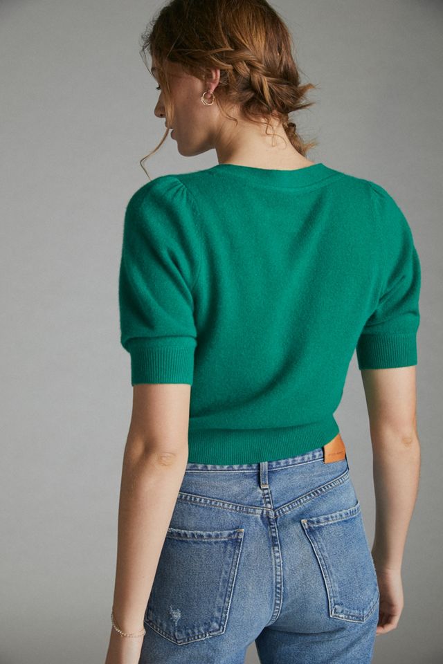 Maeve Beth Puff-Sleeved Cashmere Cardigan #3