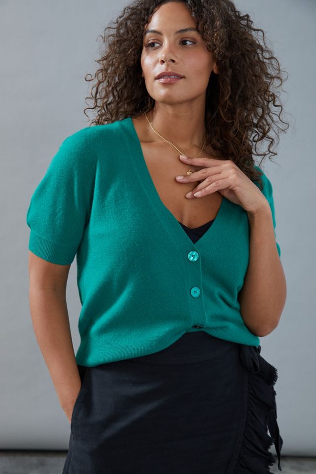 Maeve Beth Puff-Sleeved Cashmere Cardigan #6