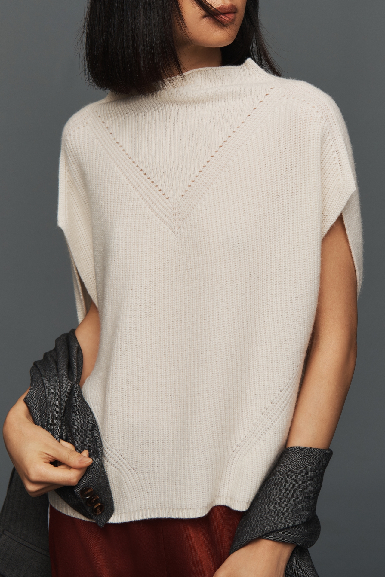 The Enza Oversized Ribbed Cashmere Sweater Vest