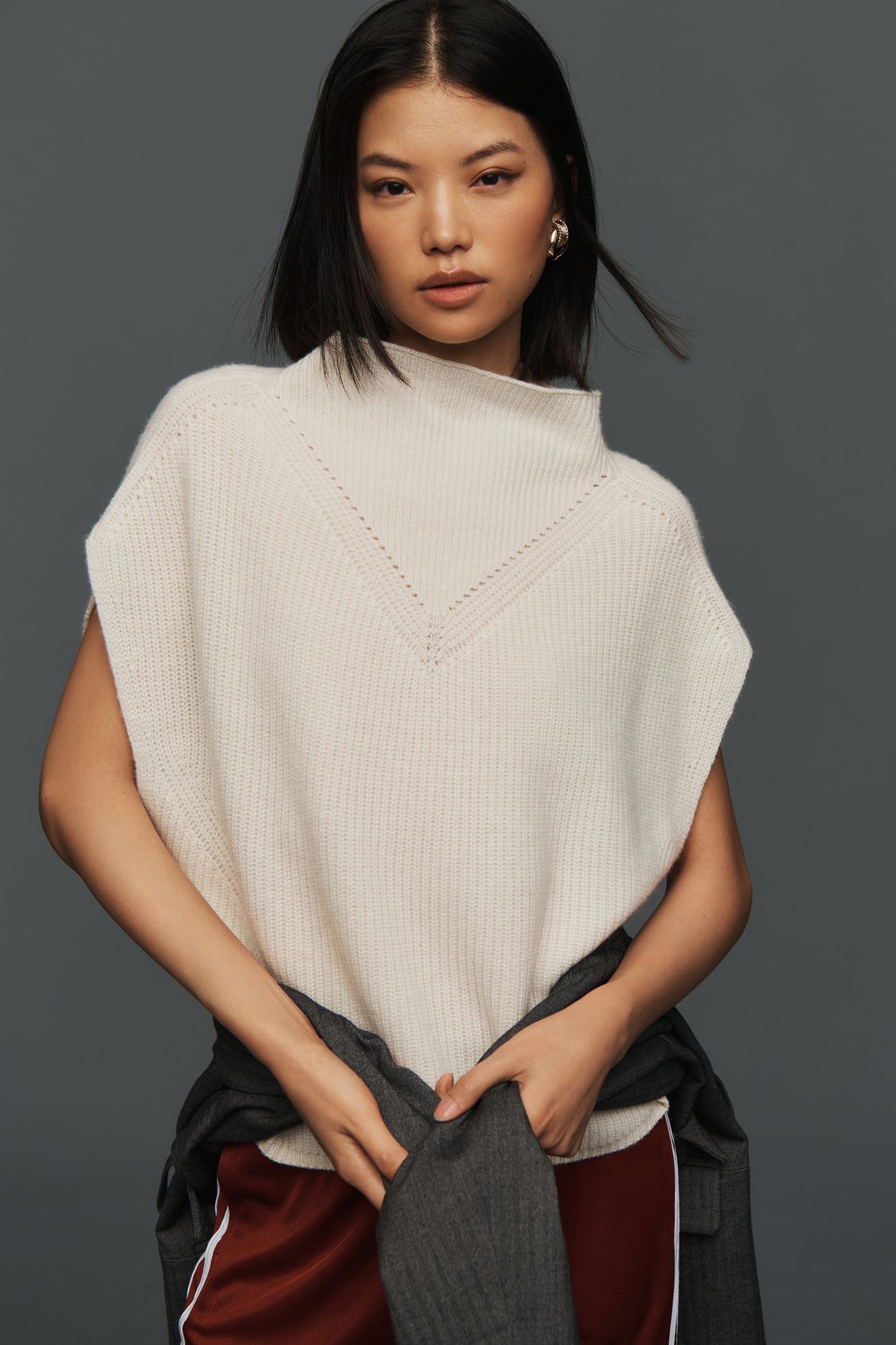 Enza 100% Cashmere Poncho Sweater Vest