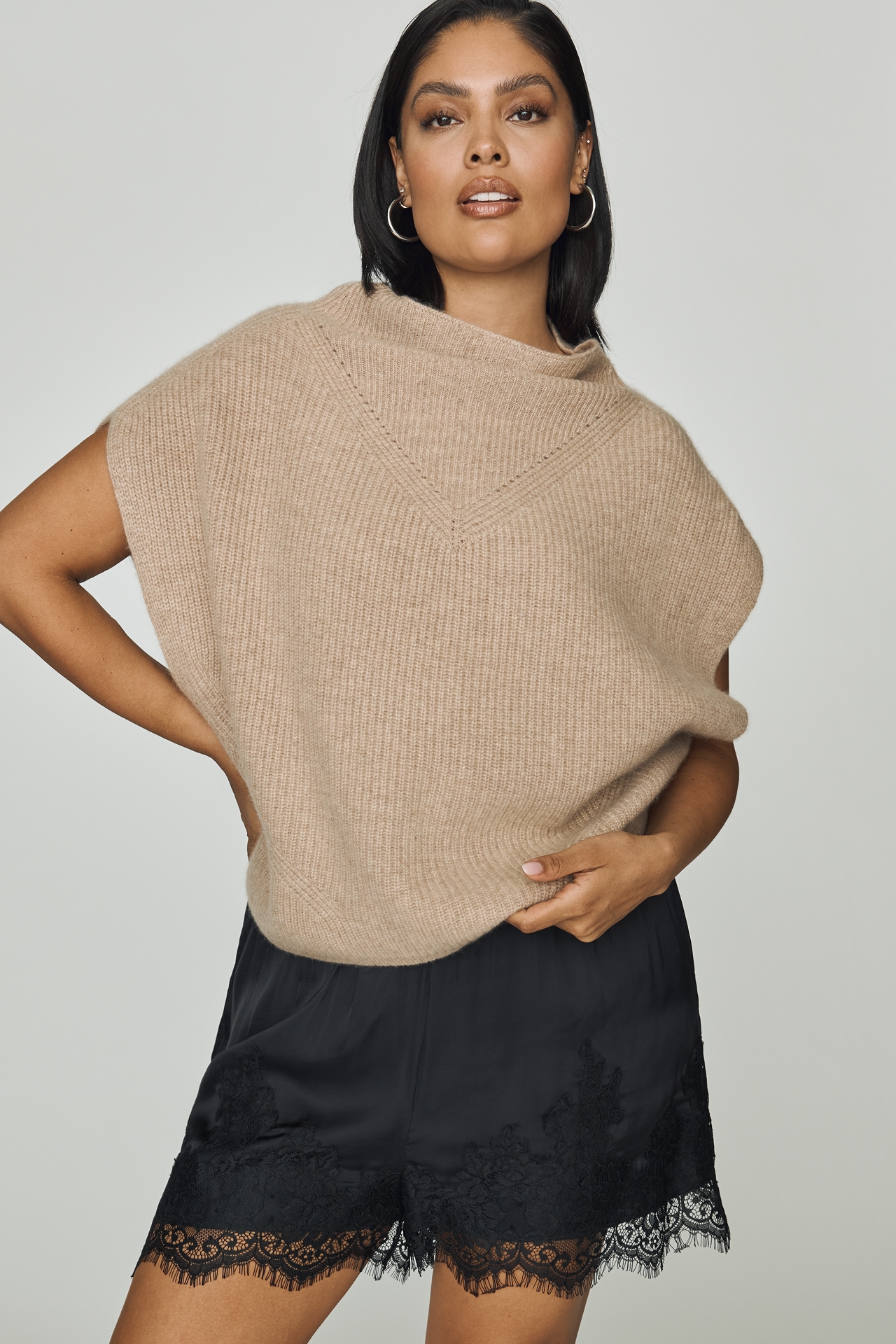Enza Cashmere Poncho Sweater Vest