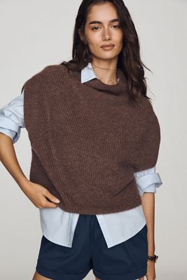 Enza Cashmere Poncho Sweater Vest