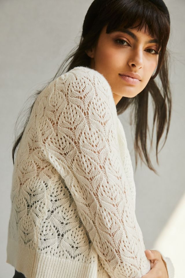 Maeve Bow-Tie Pointelle Cashmere Cardigan #1