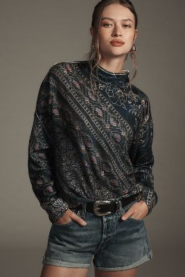 Shop Pilcro The Alani Cashmere Mock-neck Sweater By : Printed Edition In Multicolor