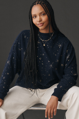 Pilcro The Alani Cashmere Mock-neck Sweater By  In Blue