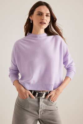 Pilcro Alani Cashmere Mock Neck Jumper In Purple