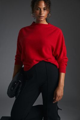 Pilcro The Alani Cashmere Mock Neck Sweater In Red