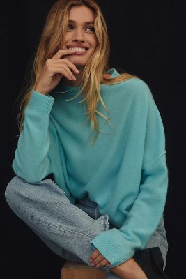 Shop Pilcro Alani Cashmere Mock Neck Jumper In Blue