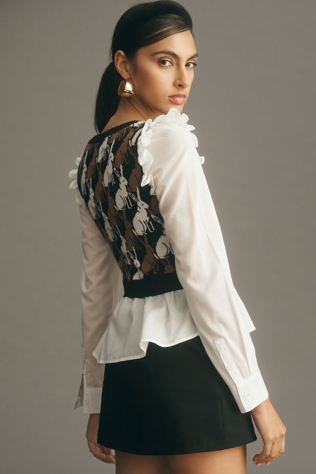 Maeve Ruffled Twofer Sweater Vest #2