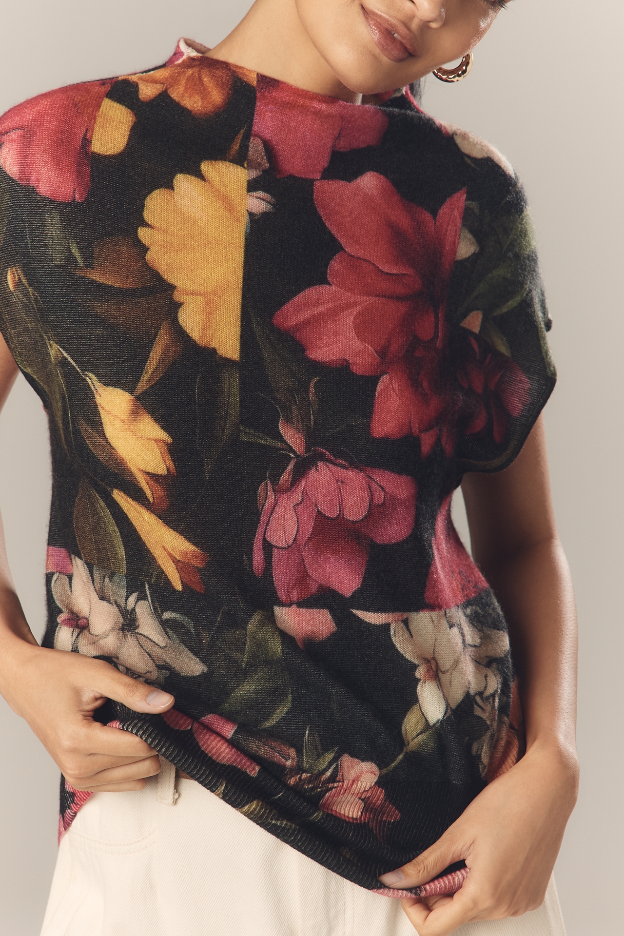 By Anthropologie Mock-Neck Cashmere Sweater Tee