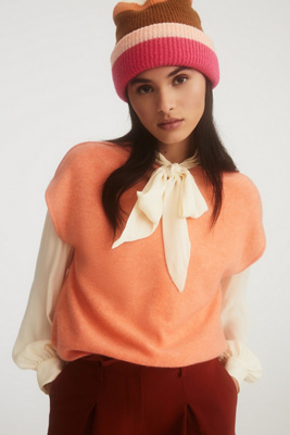 By Anthropologie Mock-neck Cashmere Sweater Tee In Orange