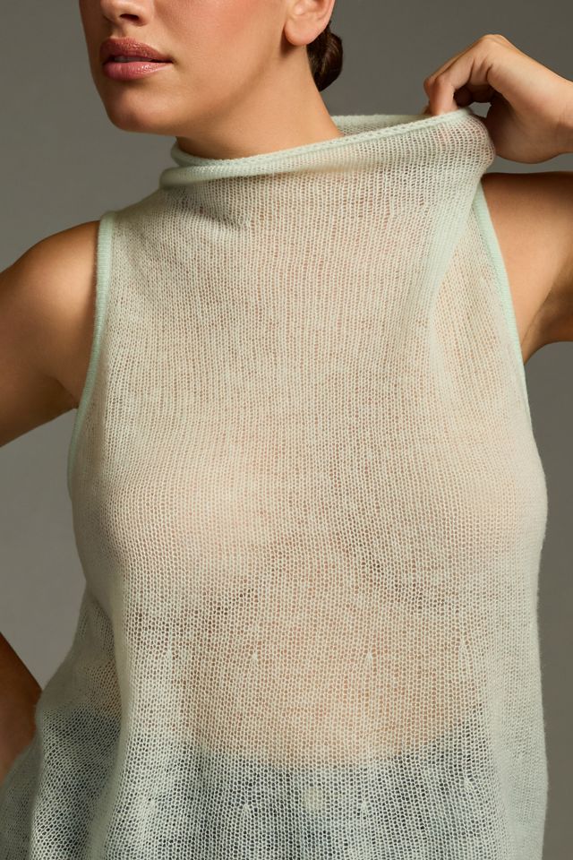 Por Anthropologie camiseta sin mangas de punto de cachemira de cuello simulado #3