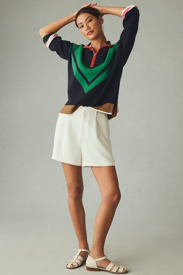 Pull style universitaire à rayures color block et encolure zippée Maeve #5
