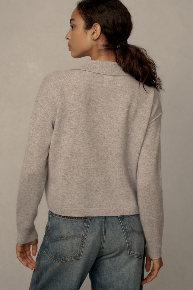 Pilcro Cropped Polo Cashmere Sweater
