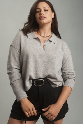 PILCRO THE JENSEN CASHMERE CROPPED POLO SWEATER BY PILCRO 