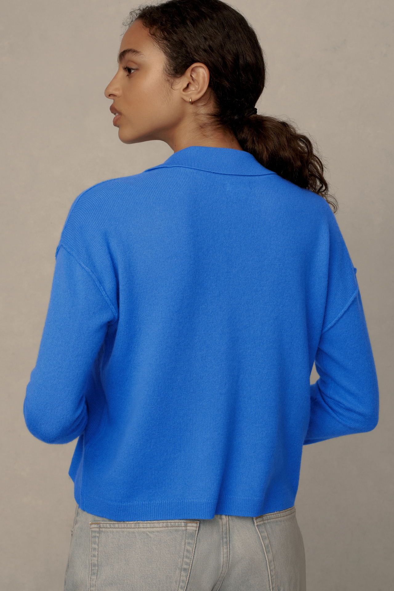 Pilcro Cropped Polo Cashmere Sweater