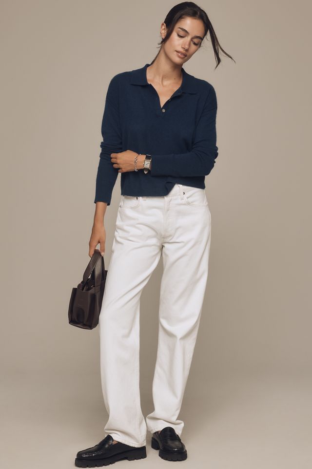 Pilcro Jensen 100% Cashmere Crop Polo Sweater #2