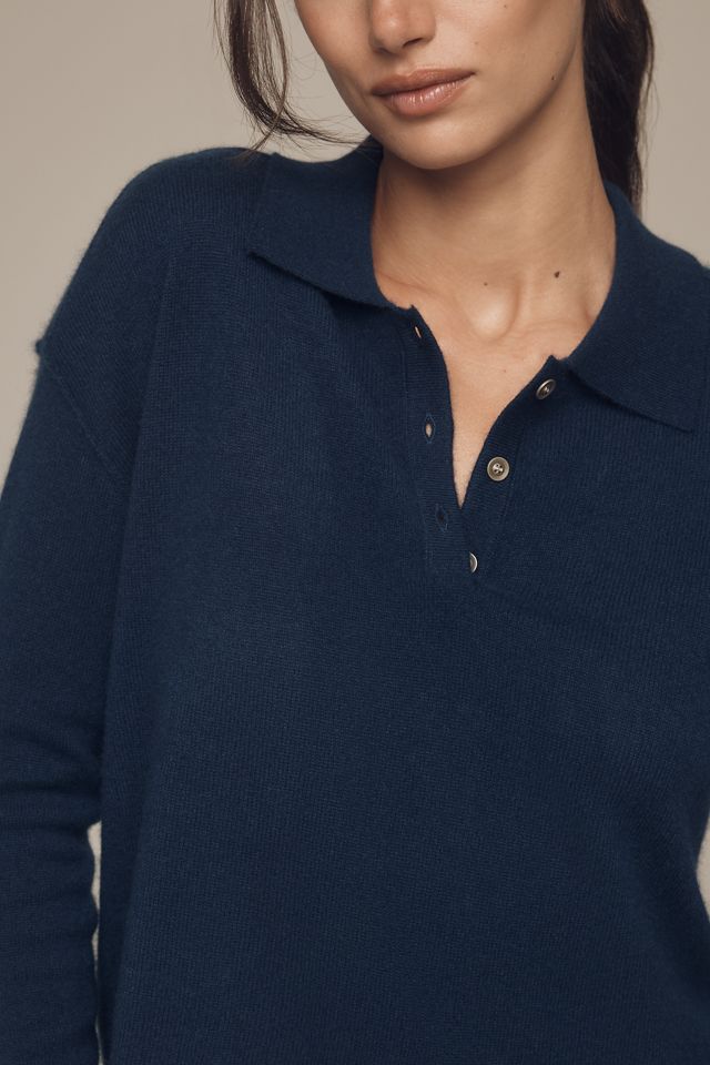 Pilcro Jensen 100% Cashmere Crop Polo Sweater #3
