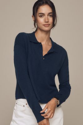 The Jensen Cashmere Crop Polo Sweater by Pilcro