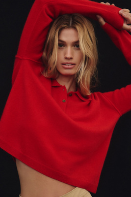 PILCRO THE JENSEN CASHMERE CROPPED POLO SWEATER BY PILCRO 