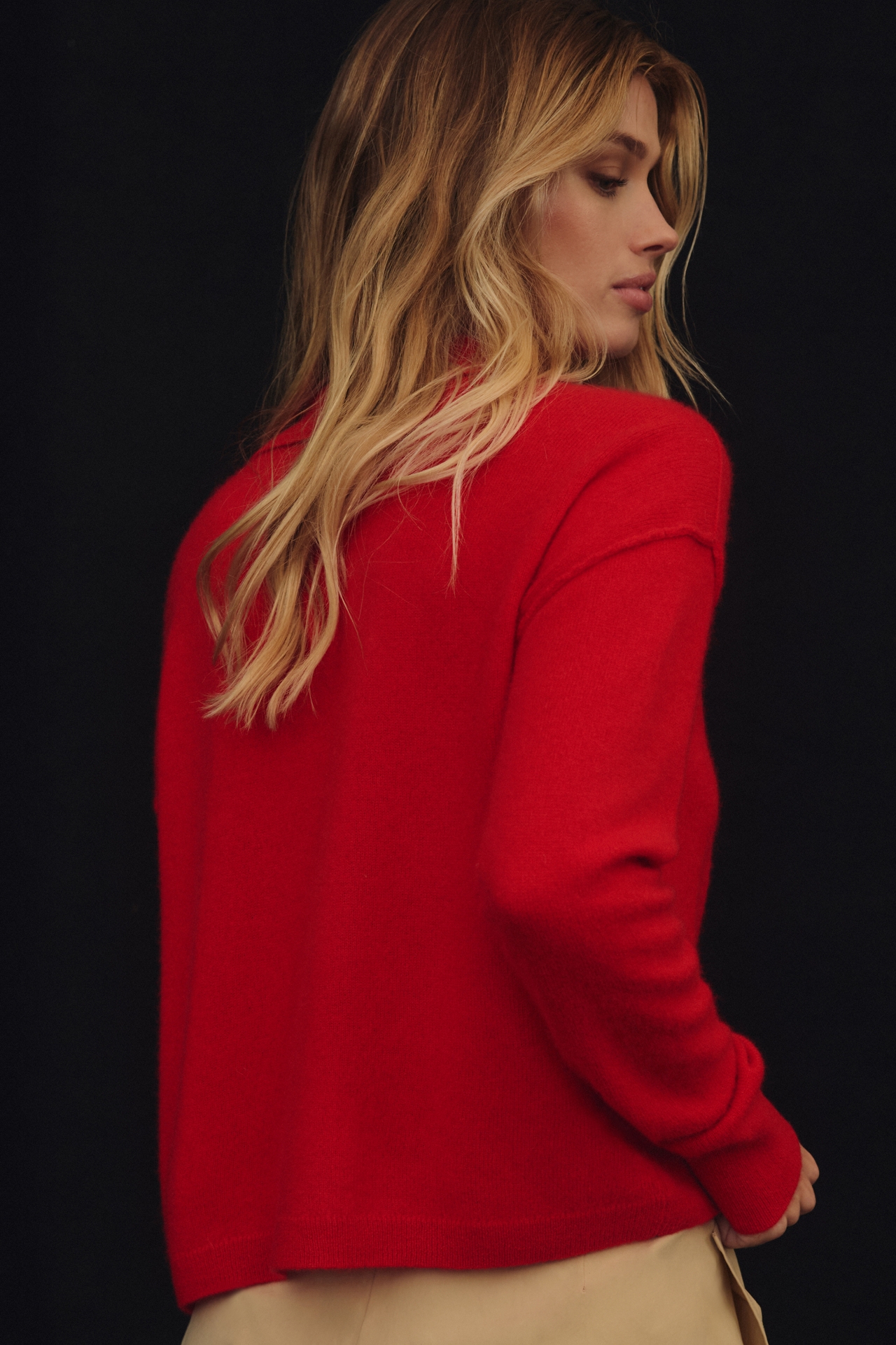 The Jensen Cashmere Crop Polo Sweater by Pilcro