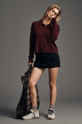 The Jensen Cashmere Cropped Polo Jumper by Pilcro product page
