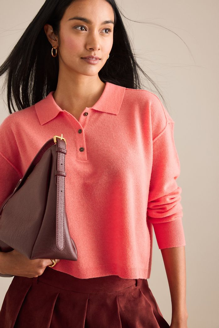 The Jensen Cashmere Cropped Polo Jumper by Pilcro