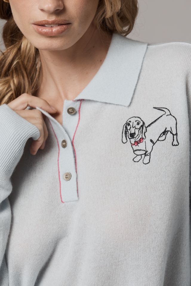 Der Jensen Kaschmir Cropped Polo Pullover von Pilcro #1