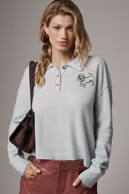 The Jensen Cashmere Crop Polo Sweater by Pilcro