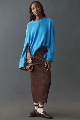 Shop Maeve The Chandler Crew-neck Relaxed Pullover Sweater: Cashmere Edition In Blue