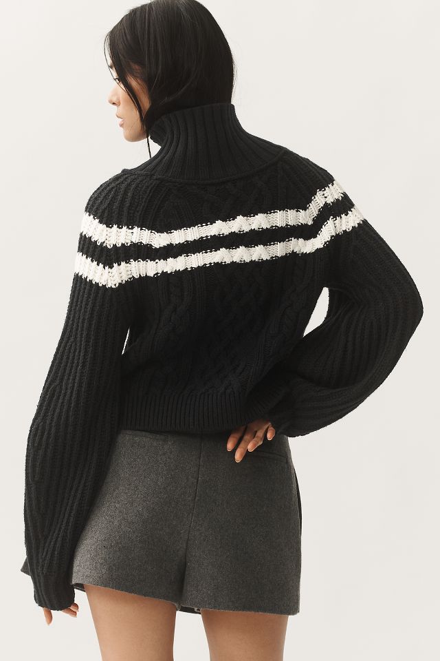 Anthropologie Honore Ribbed V-Neck Balloon hot Sleeve Sweater Oversized