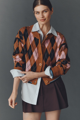 Maeve The Sutton Cardigan Sweater By  In Animal Print