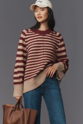 Shop Maeve The Chandler Crew-neck Relaxed Pullover Sweater In Multicolor