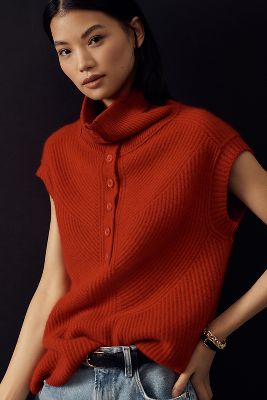 Shop Maeve Short-sleeve Chunky Cashmere Sweater In Red