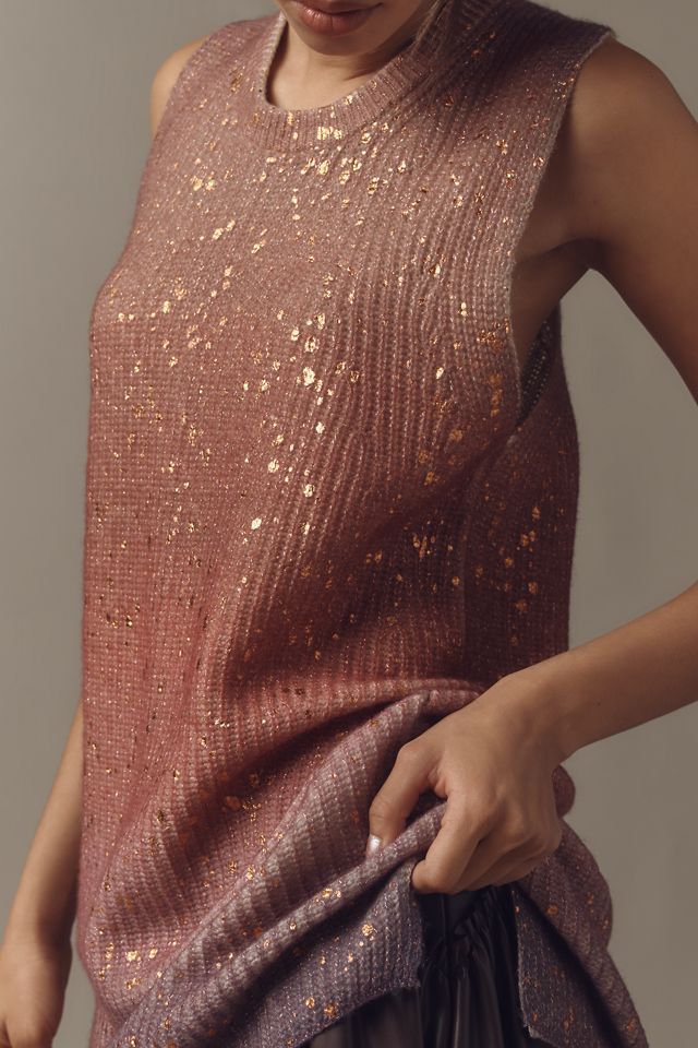 By Anthropologie Longline Metallic Cashmere Sweater #3