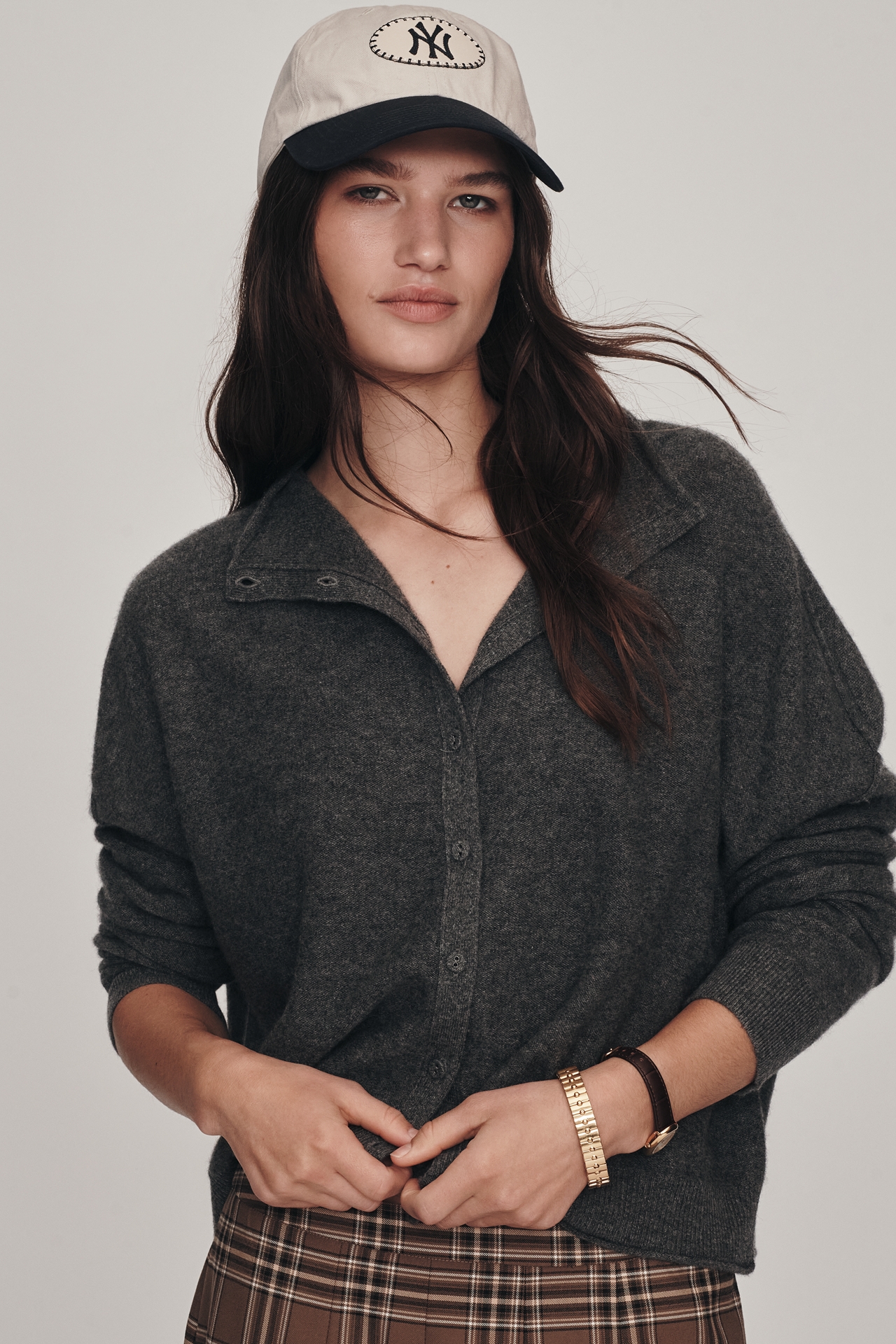 The Alani Cashmere Mock-Neck Cardigan Sweater by Pilcro