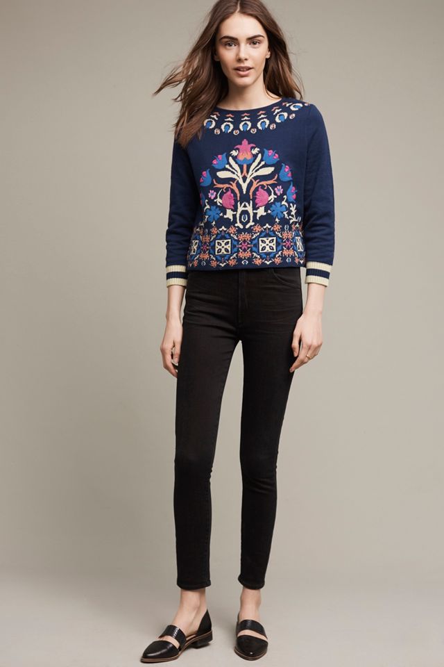 Floral Intarsia Sweatshirt #1