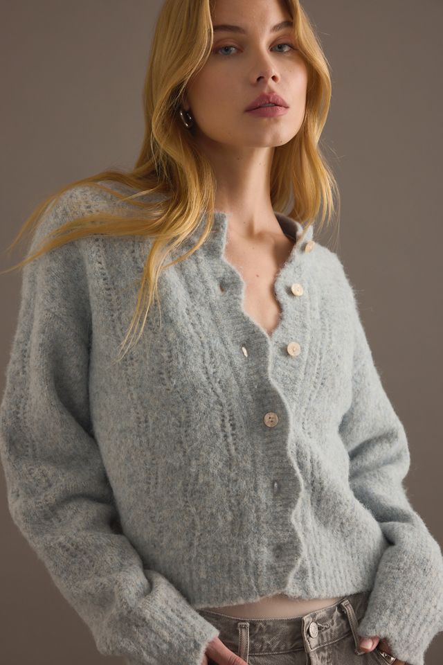 By Anthropologie Cardigan ras du cou festonné #3