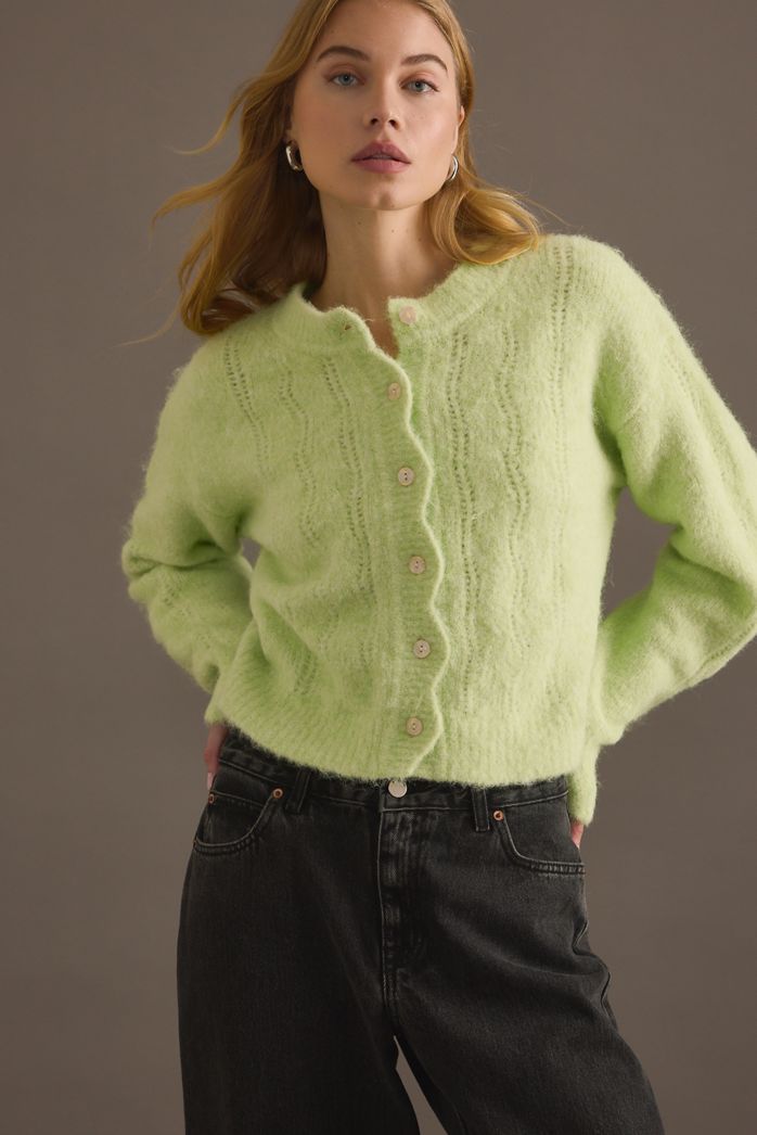 By Anthropologie Scallop Crew Cardigan
