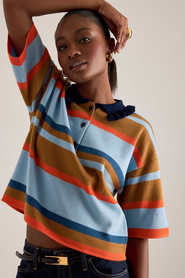 By Anthropologie Gestreiftes Poloshirt aus Wollmischung #3
