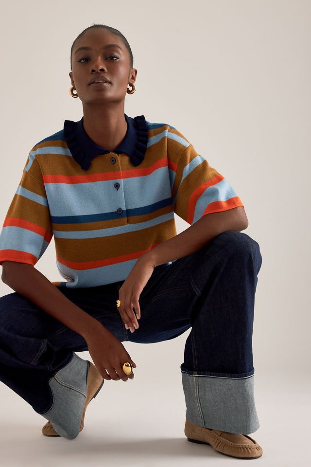 By Anthropologie Gestreiftes Poloshirt aus Wollmischung #4
