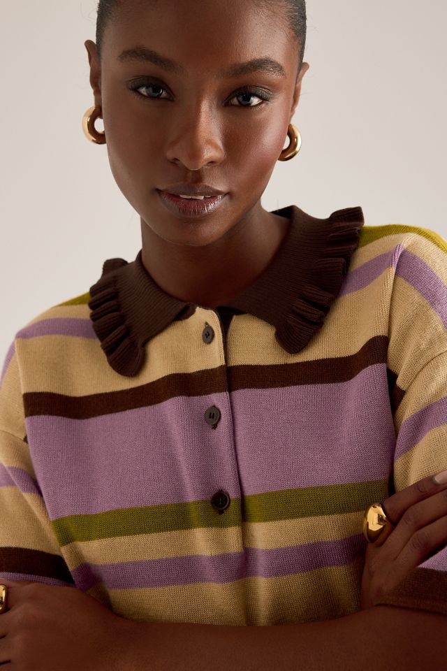 Camisa Polo de Rayas de Mezcla de Lana By Anthropologie #5
