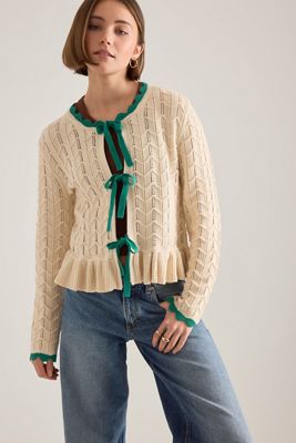 Fabienne Chapot Kitty Long-Sleeve Tinsel Cardigan | Anthropologie UK