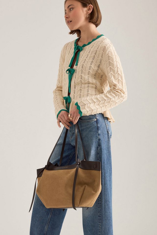 Cardigan en tricot pointelle à nouer sur le devant By Anthropologie #4