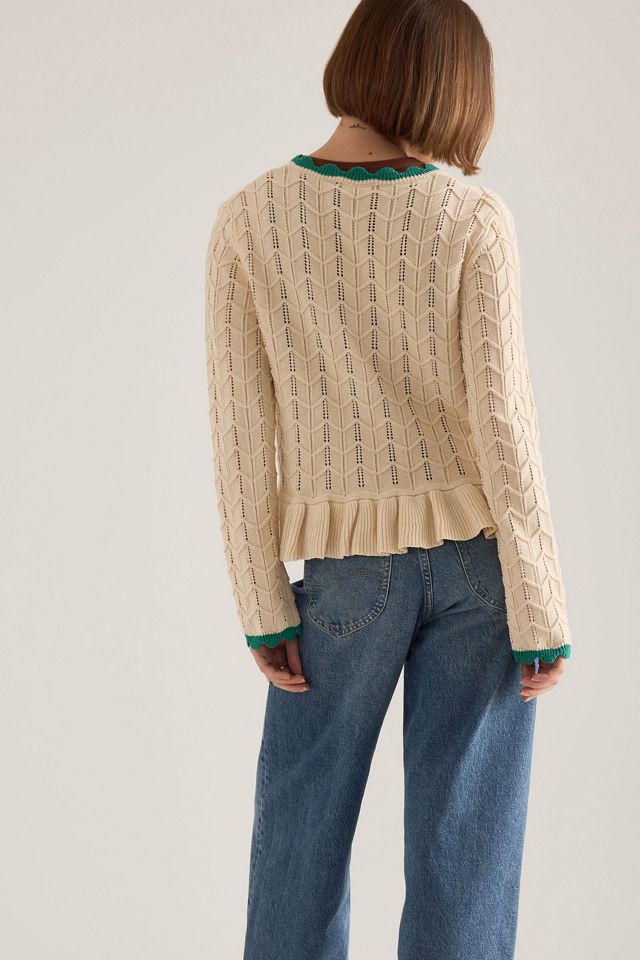 Cardigan en tricot pointelle à nouer sur le devant By Anthropologie #1
