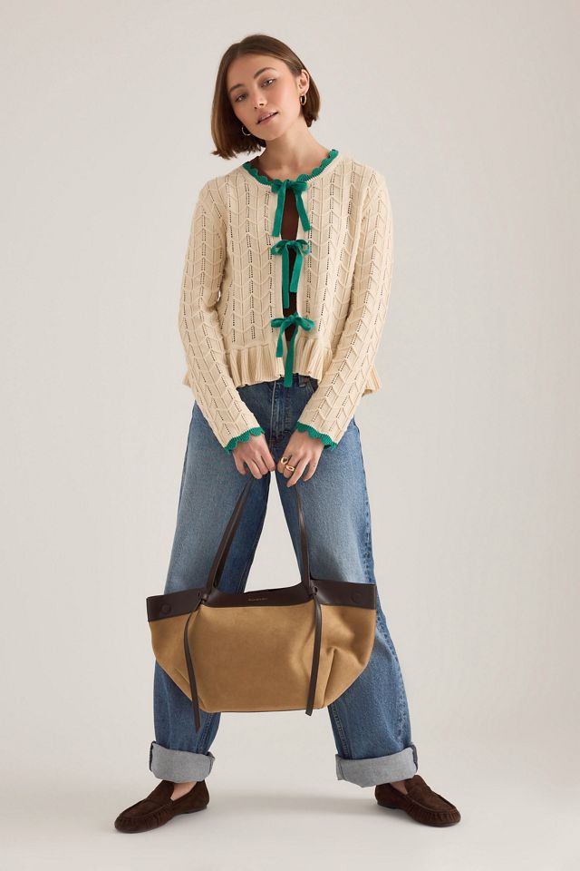 Cardigan en tricot pointelle à nouer sur le devant By Anthropologie #2