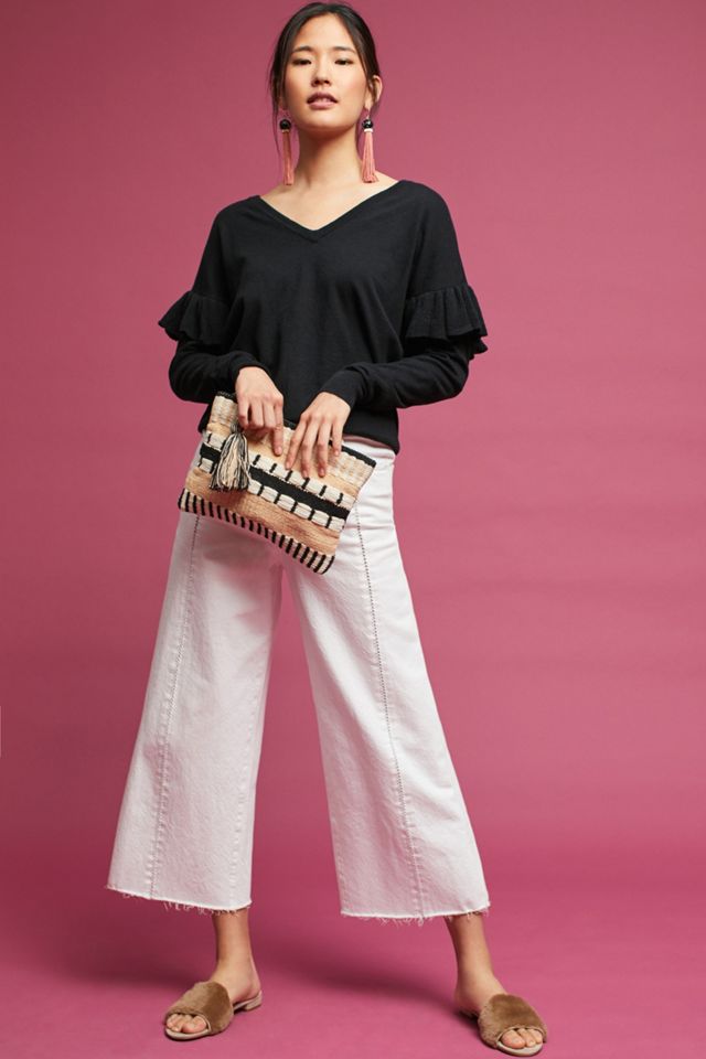Ruffled V-Neck Pullover #1